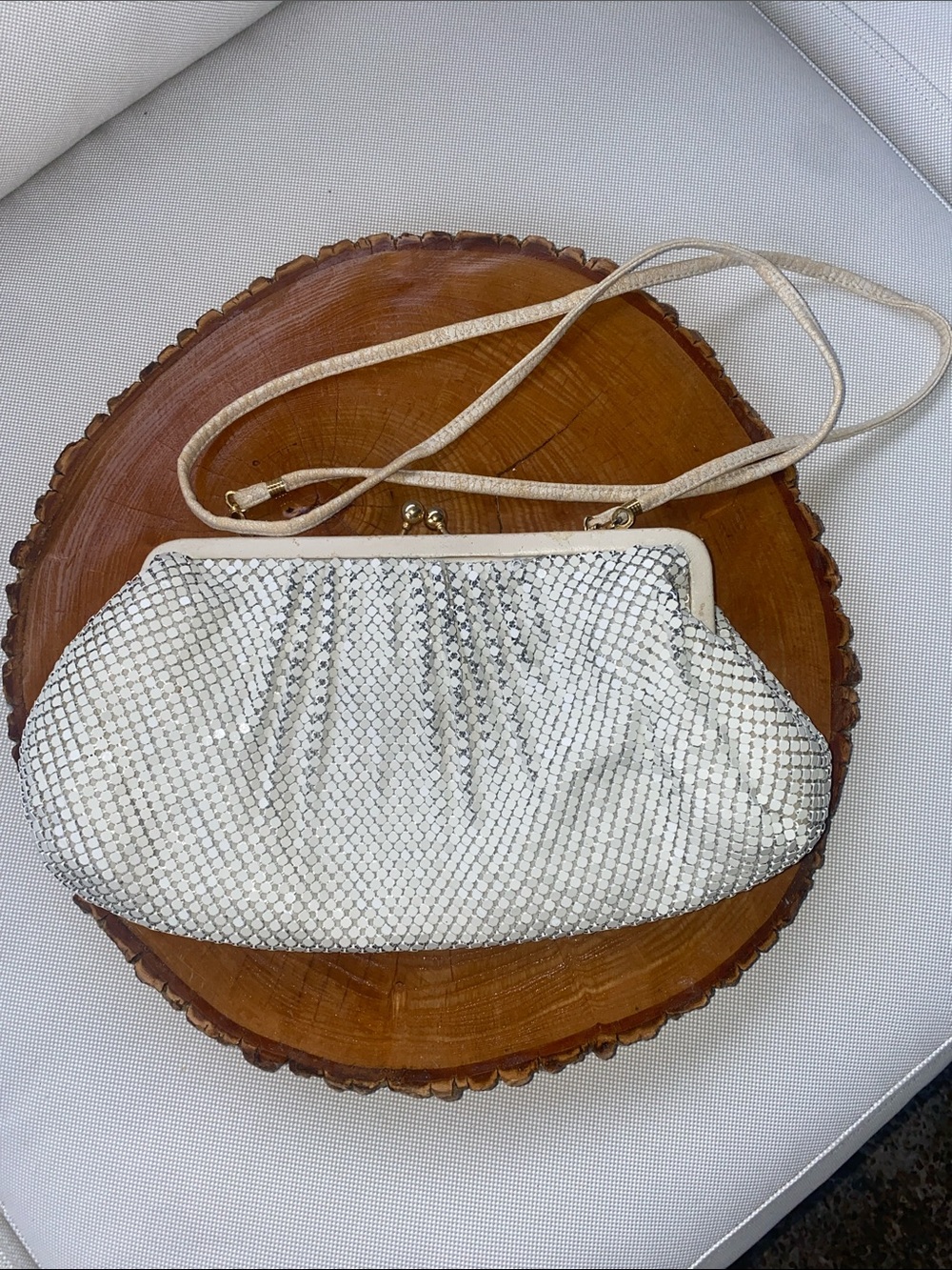 Whiting & David mesh white vintage purse